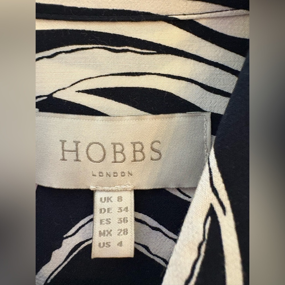 Hobbs London Clarice Wave Print Knee Length Shirt Dress Navy Size Us 4 — image 7 of 8